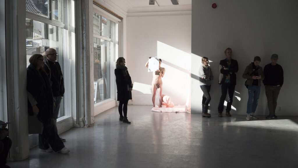 Philemon Mukarno Performance Art Mirror performance (2017)4h Bergen’s Largest Performance Art Festival.