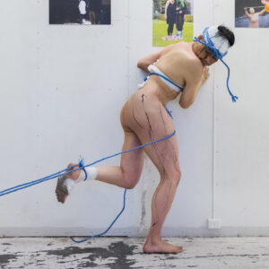 Philemon Mukarno Performance Art Stone Performance(2017)4h PAB Open 2017, Bergen, Norway.