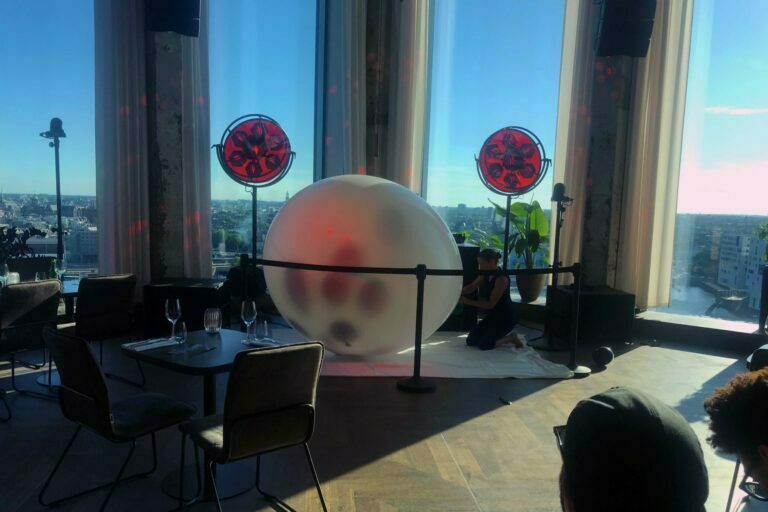 Philemon Mukarno Performance Art Covid air (2020) ’15 NoArt Festival A’DAM Tower, Amsterdam
