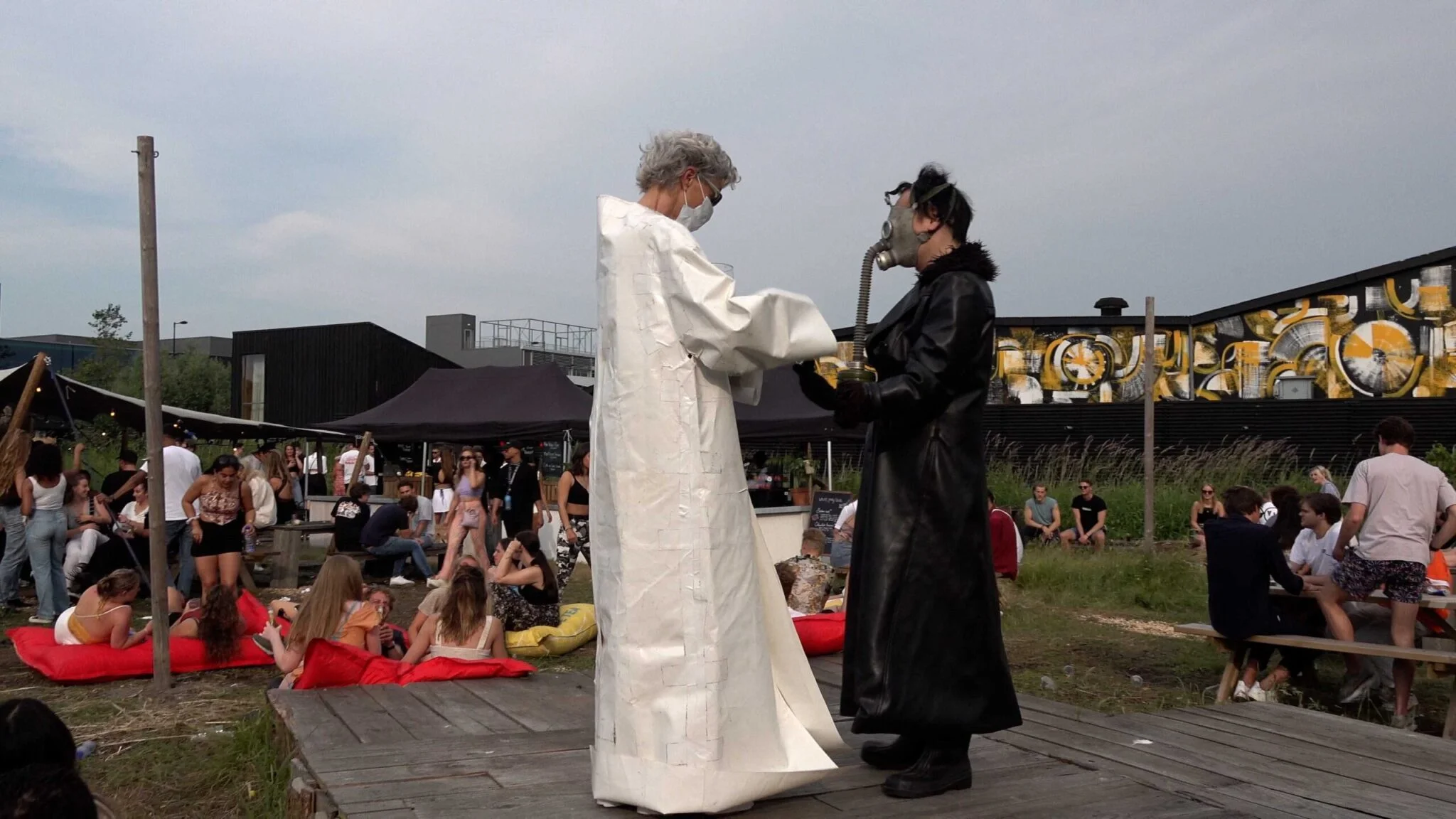 Naked Performance Art for Spiritual Healing by Ingrid Adriaans and Philemon Mukarno in Amsterdam