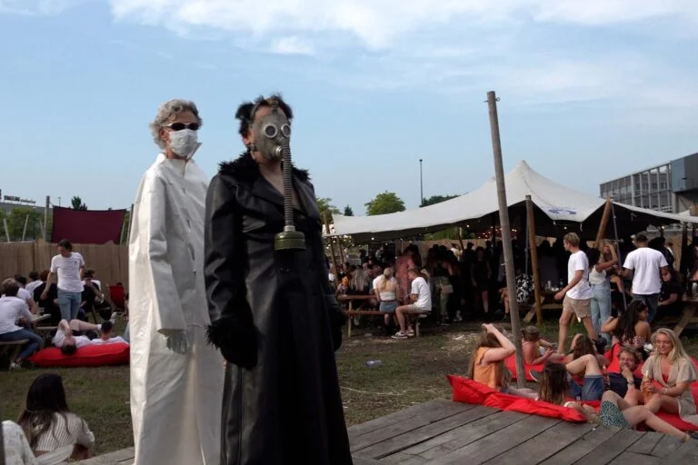 Naked Performance Art for Spiritual Healing by Ingrid Adriaans and Philemon Mukarno in Amsterdam