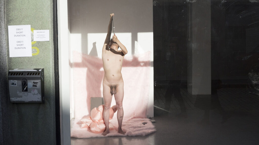 Philemon Mukarno Performance Art Mirror performance (2017)4h Bergen’s Largest Performance Art Festival.