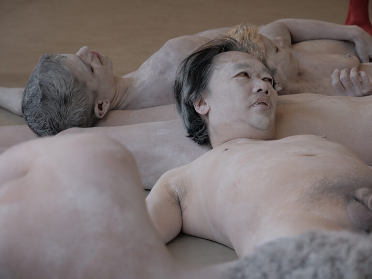 Death of ego is a naked ritual. Concept by: Julia Kiryanova. Performance by: Philemon Mukarno, Patrick Schmatzer, Samm Lewis, Marita de Vries, Shimaya Jahangiri, Lara, Gurk, Lucia, Dominic, Abdala Cerqueira, Raquel Diniz, Jamie. At RotterdamArtWeek 2022