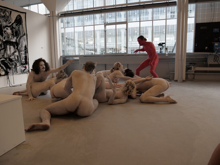 Death of ego is a naked ritual. Concept by: Julia Kiryanova. Performance by: Philemon Mukarno, Patrick Schmatzer, Samm Lewis, Marita de Vries, Shimaya Jahangiri, Lara, Gurk, Lucia, Dominic, Abdala Cerqueira, Raquel Diniz, Jamie. At RotterdamArtWeek 2022