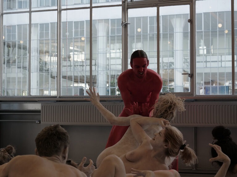 Death of ego is a naked ritual. Concept by: Julia Kiryanova. Performance by: Philemon Mukarno, Patrick Schmatzer, Samm Lewis, Marita de Vries, Shimaya Jahangiri, Lara, Gurk, Lucia, Dominic, Abdala Cerqueira, Raquel Diniz, Jamie. At RotterdamArtWeek 2022