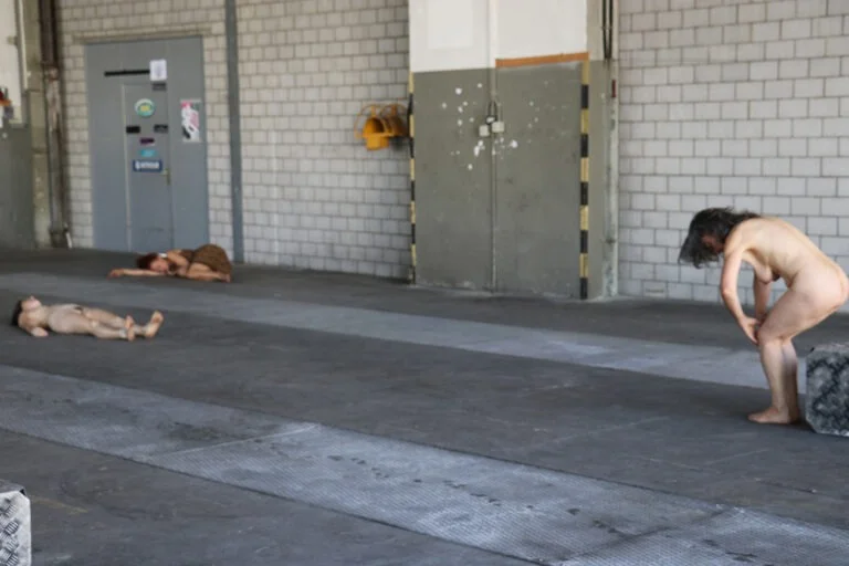 Human Installation - Arrangement of nude performative actions Old bus depot Hall F, Tasstalstrasse 86, Winterthur (Kunst im Depot) Performance August 21, 2022, 5 p.m. to 7 p.m Individual rehearsals between August 8th and 20th, 2022 Concept and direction Thomas Zolling