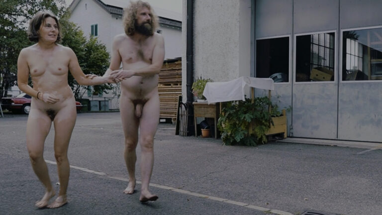 Belinda, Marc Luethi running away naked from the frightening human civilisation.