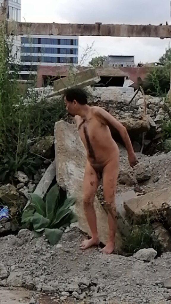 Philemon Mukarno performance artist perform Naked as Trans 9th Festival of Naked Forms in Prague