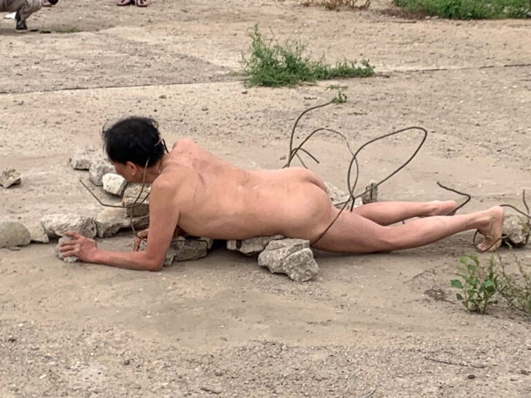 Philemon Mukarno performance artist perform Naked as Trans 9th Festival of Naked Forms in Prague