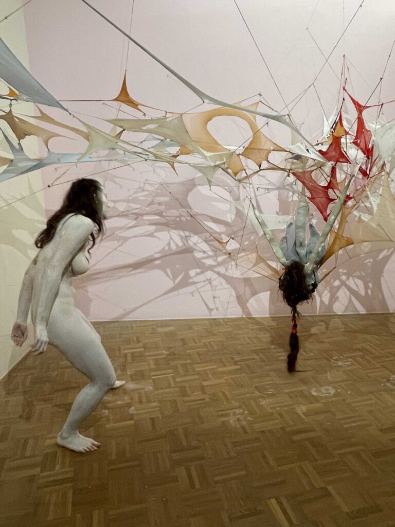 Naked performance art at Kunsthal Rotterdam with Philemon Mukarno, Antti Uimonen, Diana Mare, Lois de Bondt, Mar Esteban Martin, Noemi Calzavara, Ryan O’Shea, and Issy Baylis.