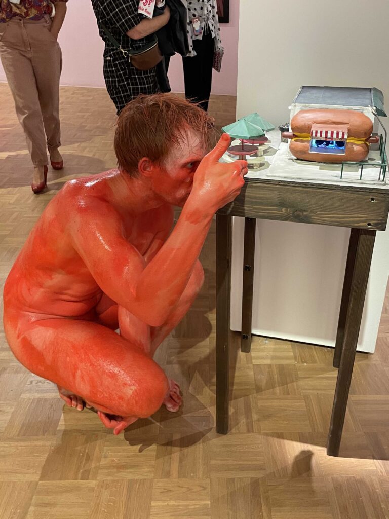 Naked performance art at Kunsthal Rotterdam with Philemon Mukarno, Antti Uimonen, Diana Mare, Lois de Bondt, Mar Esteban Martin, Noemi Calzavara, Ryan O’Shea, and Issy Baylis.