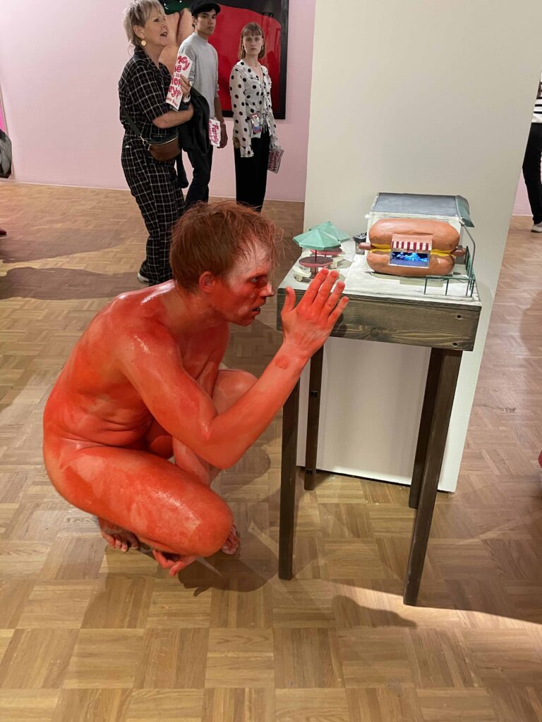 Naked performance art at Kunsthal Rotterdam with Philemon Mukarno, Antti Uimonen, Diana Mare, Lois de Bondt, Mar Esteban Martin, Noemi Calzavara, Ryan O’Shea, and Issy Baylis.