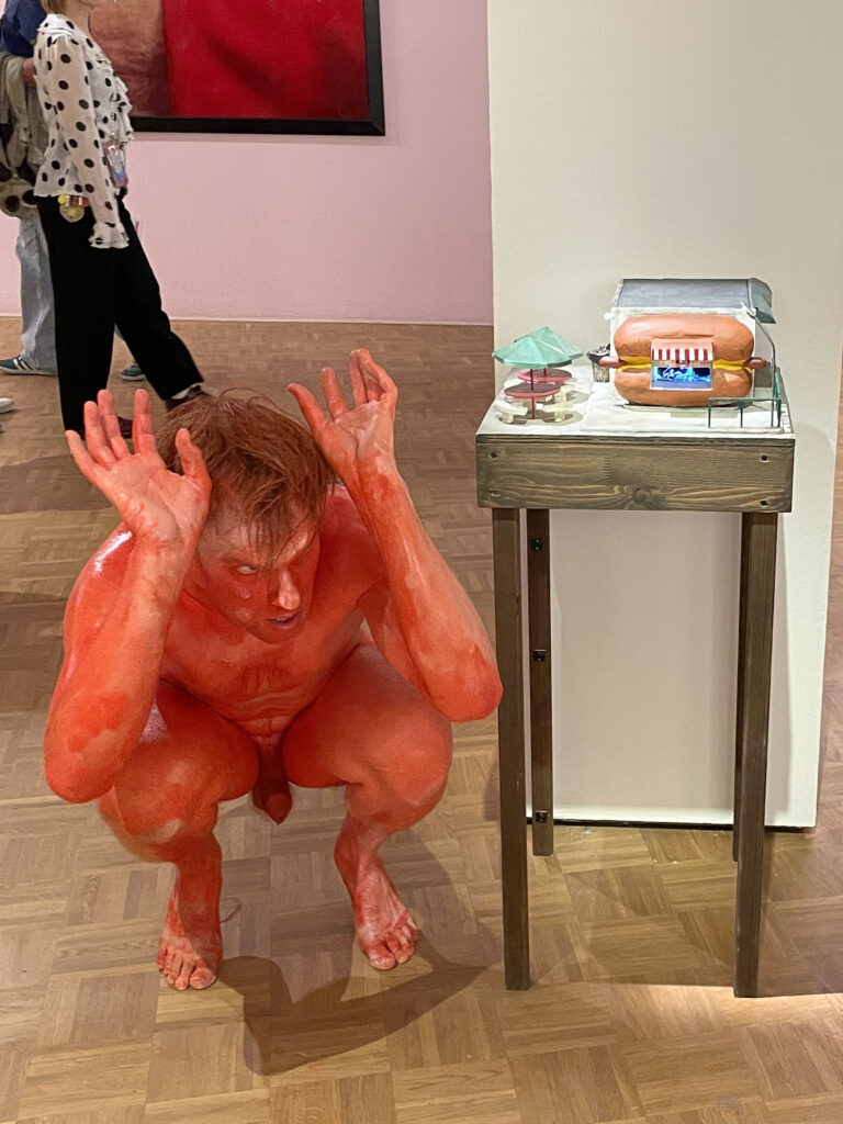 Naked performance art at Kunsthal Rotterdam with Philemon Mukarno, Antti Uimonen, Diana Mare, Lois de Bondt, Mar Esteban Martin, Noemi Calzavara, Ryan O’Shea, and Issy Baylis.