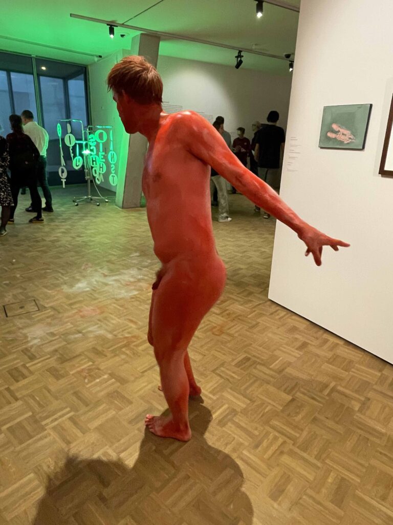 ' naked performance art at Kunsthal Rotterdam with Philemon Mukarno, Antti Uimonen, Diana Mare, Lois de Bondt, Mar Esteban Martin, Noemi Calzavara, Ryan O’Shea, and Issy Baylis.