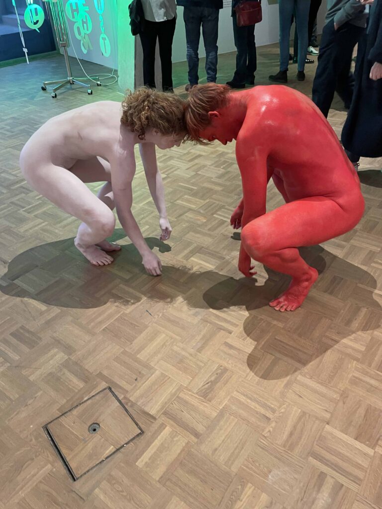 ' naked performance art at Kunsthal Rotterdam with Philemon Mukarno, Antti Uimonen, Diana Mare, Lois de Bondt, Mar Esteban Martin, Noemi Calzavara, Ryan O’Shea, and Issy Baylis.