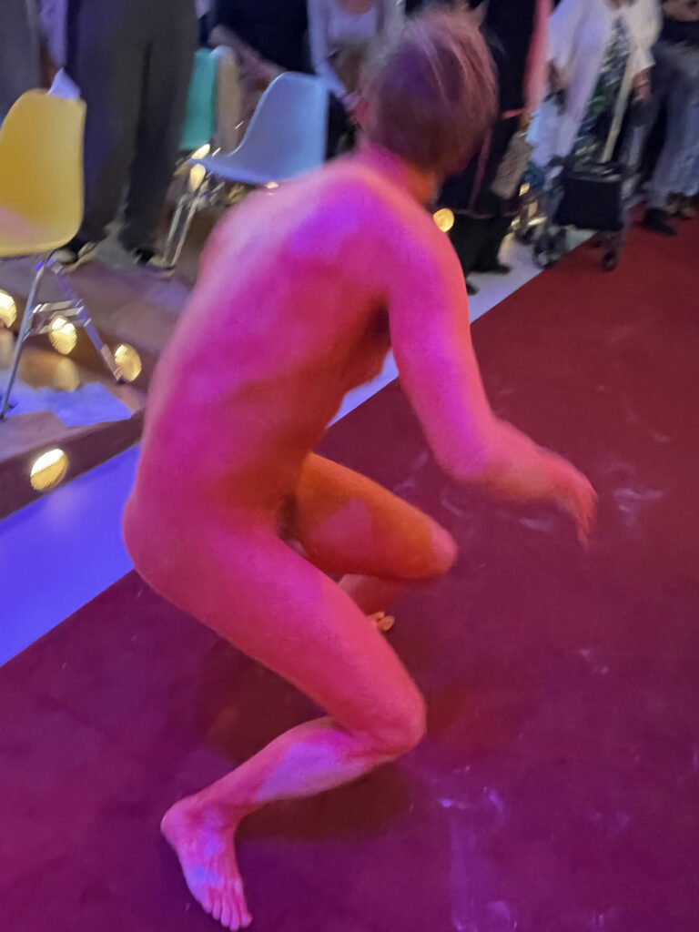' naked performance art at Kunsthal Rotterdam with Philemon Mukarno, Antti Uimonen, Diana Mare, Lois de Bondt, Mar Esteban Martin, Noemi Calzavara, Ryan O’Shea, and Issy Baylis.