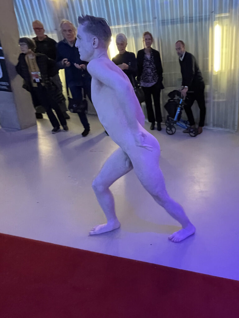 ' naked performance art at Kunsthal Rotterdam with Philemon Mukarno, Antti Uimonen, Diana Mare, Lois de Bondt, Mar Esteban Martin, Noemi Calzavara, Ryan O’Shea, and Issy Baylis.
