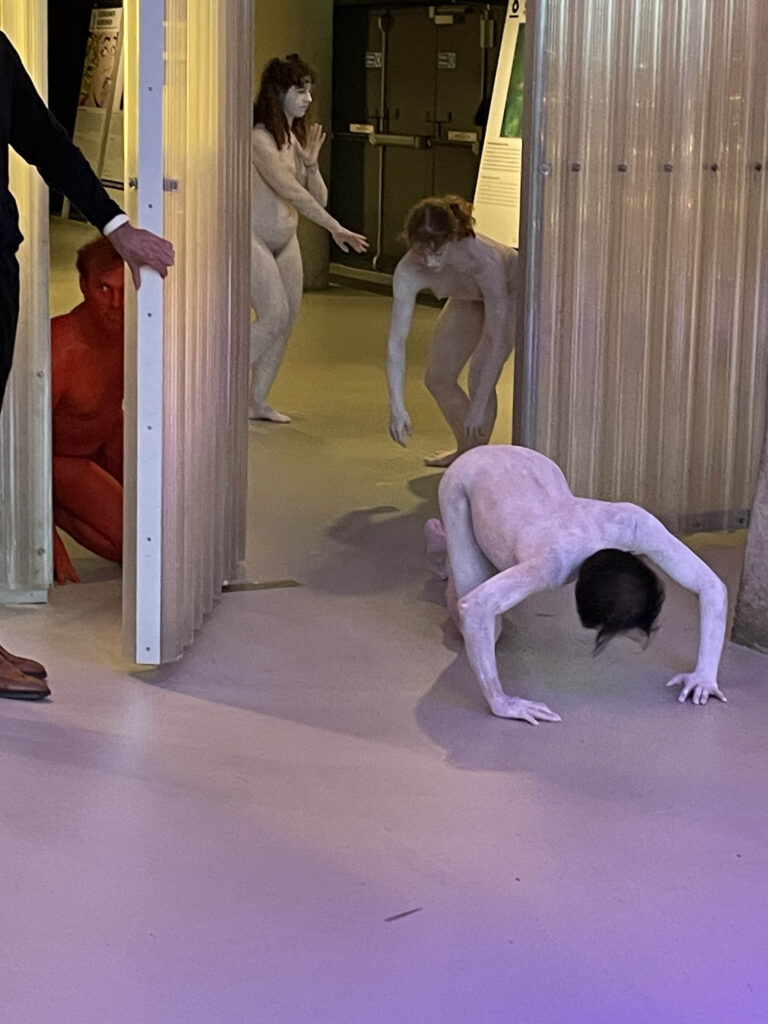 ' naked performance art at Kunsthal Rotterdam with Philemon Mukarno, Antti Uimonen, Diana Mare, Lois de Bondt, Mar Esteban Martin, Noemi Calzavara, Ryan O’Shea, and Issy Baylis.