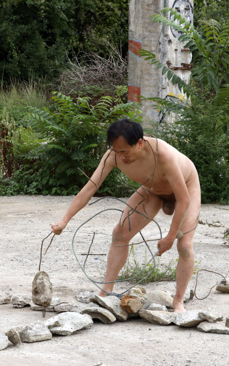 Philemon Mukarno performance artist perform Naked as Trans 9th Festival of Naked Forms in Prague