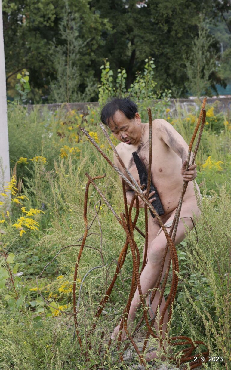 Philemon Mukarno performance artist perform Naked as Trans 9th Festival of Naked Forms in Prague