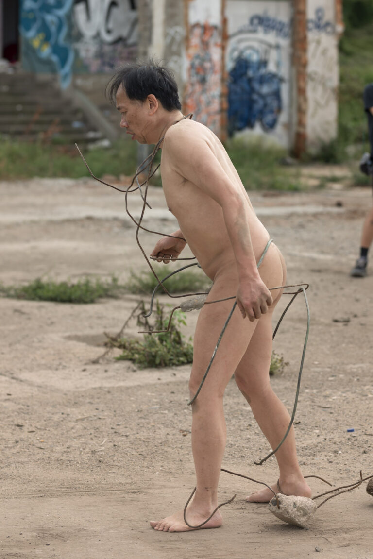 Philemon Mukarno performance artist perform Naked as Trans 9th Festival of Naked Forms in Prague