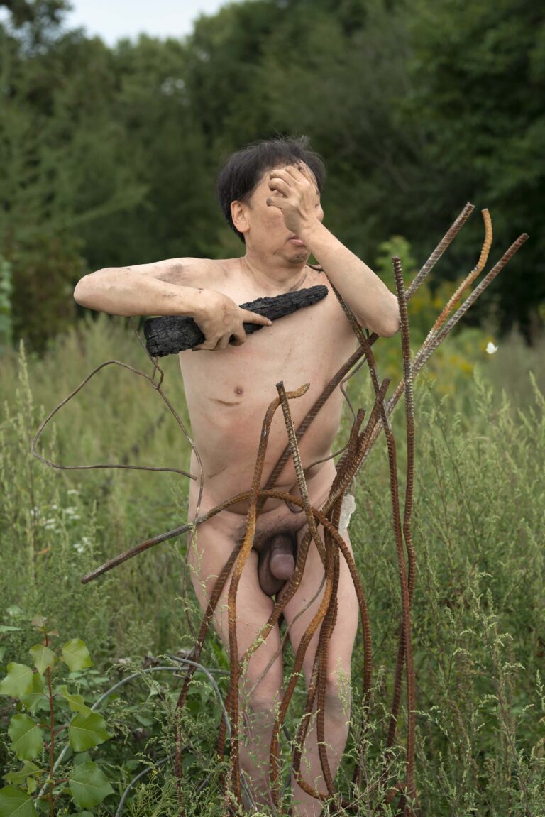 Philemon Mukarno performance artist perform Naked as Trans 9th Festival of Naked Forms in Prague
