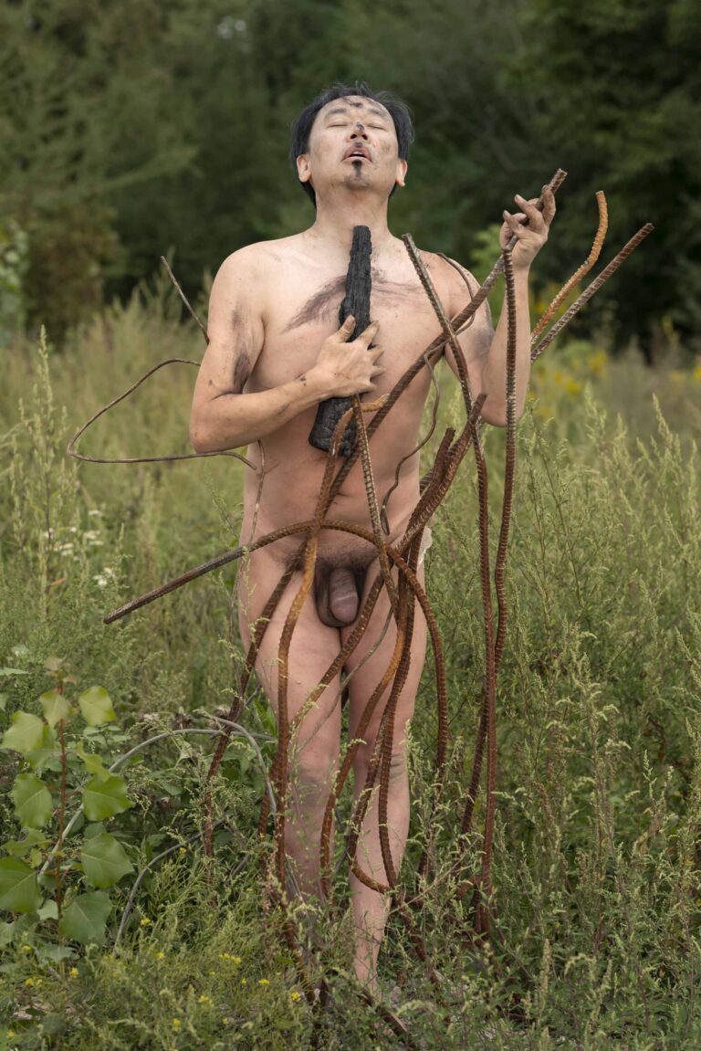 Philemon Mukarno performance artist perform Naked as Trans 9th Festival of Naked Forms in Prague